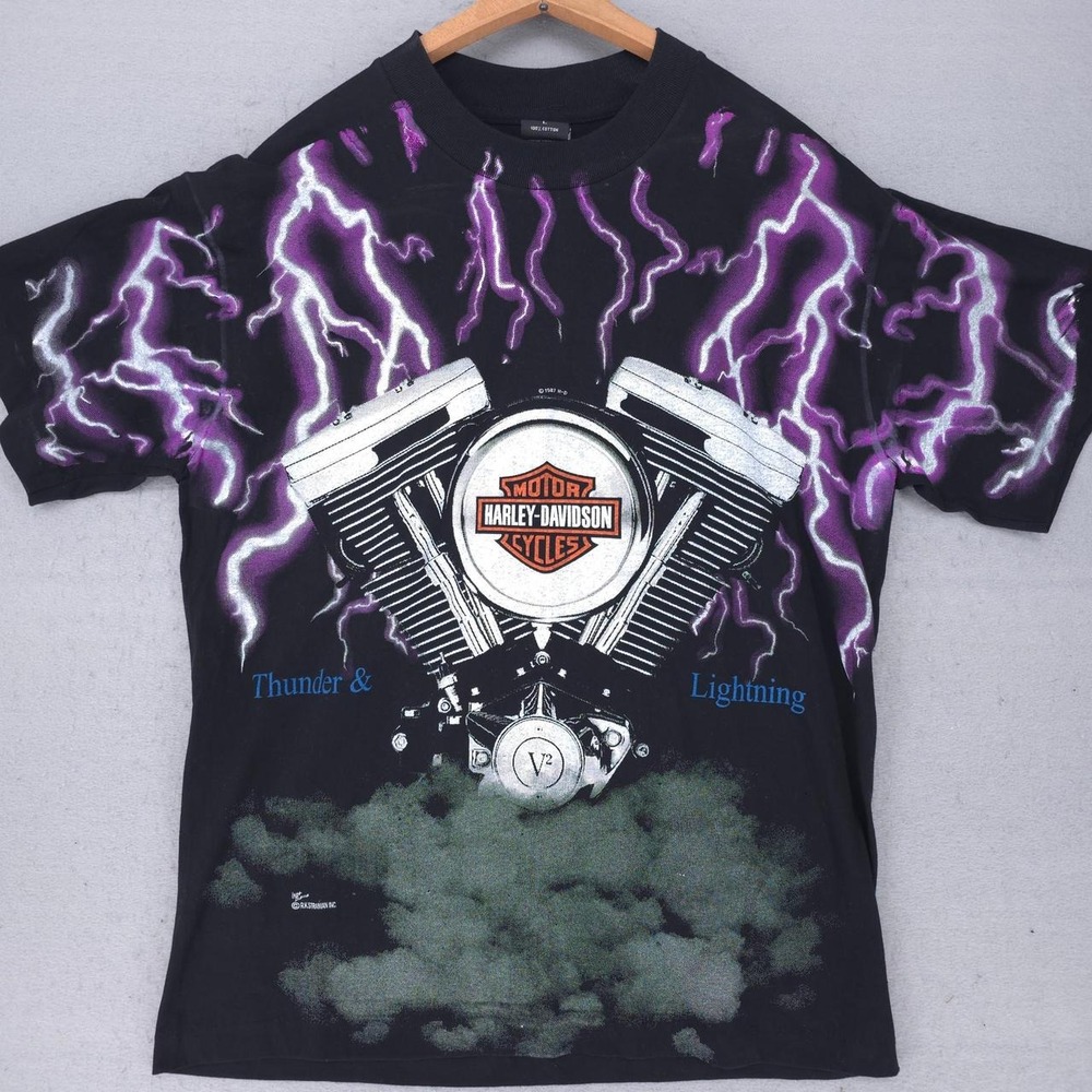 Vintage style Harley Davidson AOP shirt REPRINT Lightening size Large